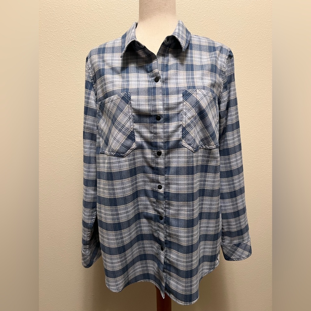 5.11 Tactical Women’s Blue Plaid Snap-up Flannel Long Sleeve Size L Shirt